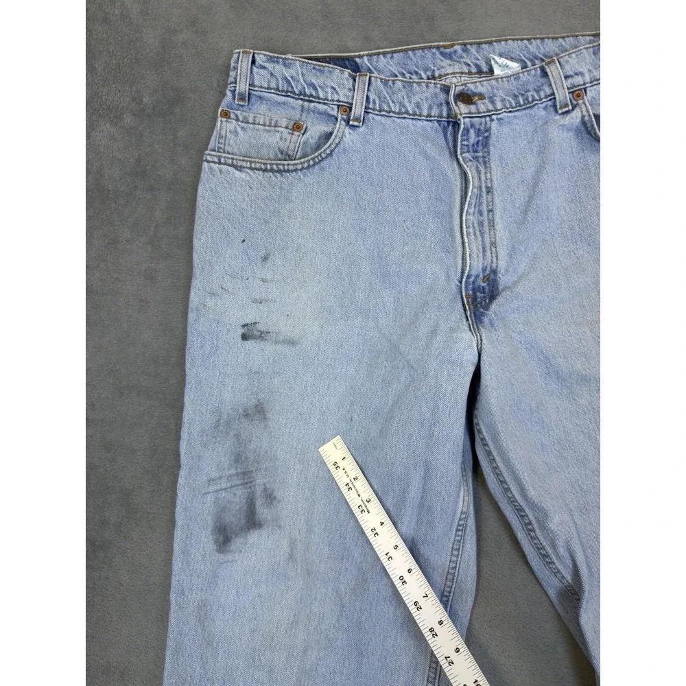 Vintage Levis Jeans Mens 38x34 Blue Light Wash 570 Taper Baggy Made‎ In USA 90s